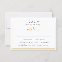 Eenvoudige gouden bladeren Trendy stijlvolle lijst RSVP Kaartje