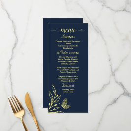 Eenvoudige gouden bloemen marine bruiloft menu
