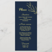 Eenvoudige gouden bloemen marine bruiloft menu (Voorkant)