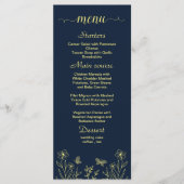 Eenvoudige gouden bloemen marinebruiloft menu (Voorkant)