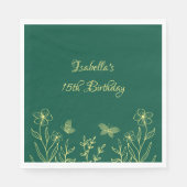 Eenvoudige gouden bloemen smaragdgroen servet (Voorkant)