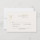 Eenvoudige Gouden Boho Bloemen Huwelijk RSVP Kaartje (Voorkant)