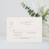 Eenvoudige Gouden Boho Bloemen Huwelijk RSVP Kaartje (Staand voorkant)