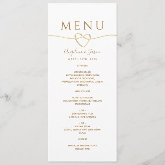Eenvoudige Gouden Bruiloft Menu (Voorkant)