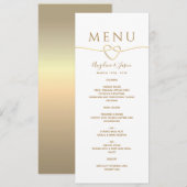 Eenvoudige Gouden Bruiloft Menu (Voorkant / Achterkant)
