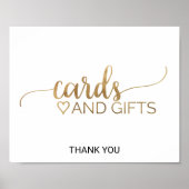 Eenvoudige Gouden Calligrafie Kaarten en Cadeaus B Poster (Voorkant)