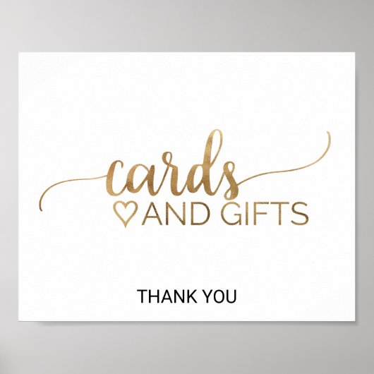 Eenvoudige Gouden Calligrafie Kaarten en Cadeaus B Poster (Voorkant)