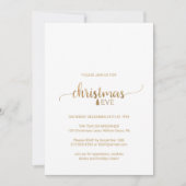Eenvoudige Gouden Calligrafie Kerstavond Kaart (Voorkant)