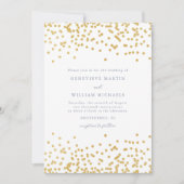 Eenvoudige gouden Confetti huwelijksuitnodiging Aankondiging (Voorkant)
