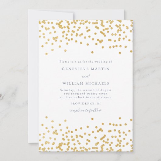Eenvoudige gouden Confetti huwelijksuitnodiging Aankondiging (Voorkant)