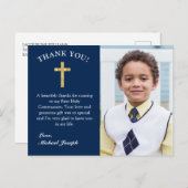 Eenvoudige gouden donkerblauwe 1e-commune Bedankt Briefkaart (Voorkant / Achterkant)