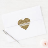 Eenvoudige gouden elegantie hart aangepaste bruilo hart sticker (Envelop)