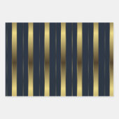 Eenvoudige gouden en marineblauwe geometrische str inpakpapier vel (Voorkant 2)