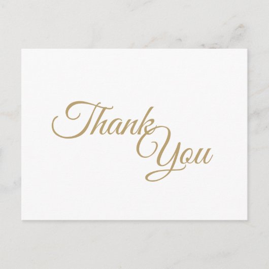 Eenvoudige Gouden en Witte Calligraphy Dank Je Briefkaart (Voorkant)
