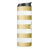 Eenvoudige gouden en witte strepen thermosbeker (Gedraaid links)