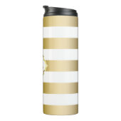 Eenvoudige gouden en witte strepen thermosbeker (Geroteerd rechts)
