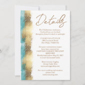 Eenvoudige gouden folie en aquablauwe rand minimal kaart (Voorkant)