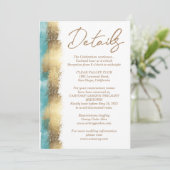 Eenvoudige gouden folie en aquablauwe rand minimal kaart (Staand voorkant)