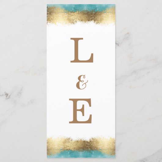 Eenvoudige gouden folie en aquablauwe rand minimal menu (Achterkant)