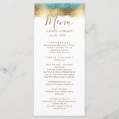 Eenvoudige gouden folie en aquablauwe rand minimal menu (Voorkant)