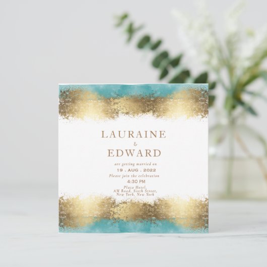 Eenvoudige gouden folie en minimalistisch waterbla (Staand voorkant)