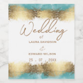 Eenvoudige gouden folie en minimalistisch waterbla wijn etiket (Enkel label)