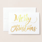Eenvoudige Gouden Folie Vrolijk Kerstfeest Kaarten (Voorkant met envelop)