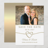 Eenvoudige Gouden Foto Bruiloft Save The Date (Voorkant / Achterkant)