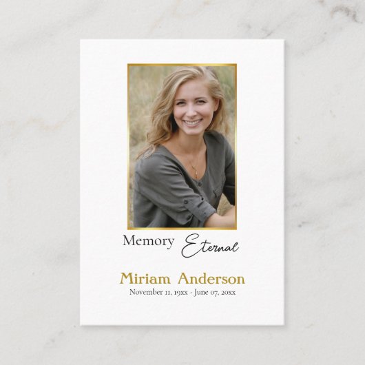 Eenvoudige Gouden Foto Orthodoxe Begrafenisgebed K Plaatskaartje (Voorkant)