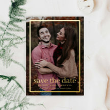 Eenvoudige gouden foto save the date