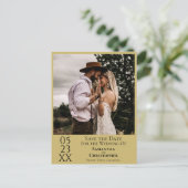 Eenvoudige Gouden Gele Huwelijk Save the Date Foto Briefkaart (Staand voorkant)