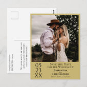 Eenvoudige Gouden Gele Huwelijk Save the Date Foto Briefkaart (Voorkant / Achterkant)