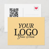 Eenvoudige Gouden Gele Logo met QR Code Business Briefkaart (Voorkant / Achterkant)