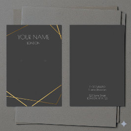 Eenvoudige gouden geometrische grijze oorbel displ visitekaartje