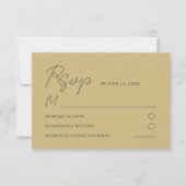 Eenvoudige Gouden Ginkgo Leaf Wedding RSVP Kaart (Voorkant)