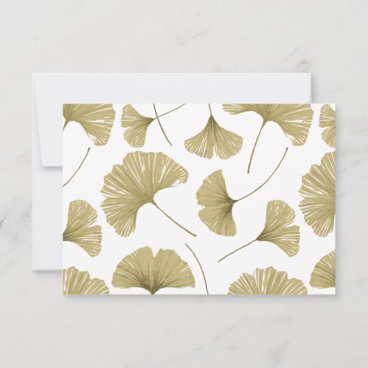 Eenvoudige Gouden Ginkgo Leaf Wedding RSVP Kaart (Achterkant)