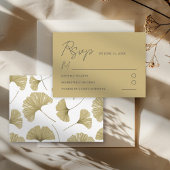 Eenvoudige Gouden Ginkgo Leaf Wedding RSVP Kaart