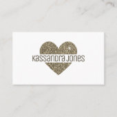 Eenvoudige Gouden Glitter Liefde Hart Vorm Wit Chi Visitekaartje (Voorkant)