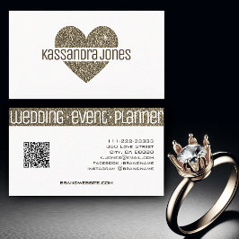 Eenvoudige Gouden Glitter Liefde Hart Vorm Wit Chi Visitekaartje