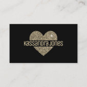 Eenvoudige Gouden Glitter Liefde Hart Vorm Zwart C Visitekaartje (Voorkant)