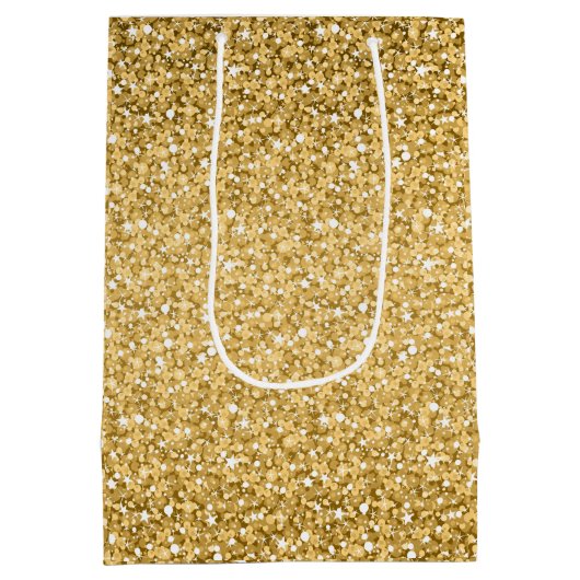 Eenvoudige gouden glitter textuur medium cadeauzakje (Achterkant)