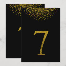 Eenvoudige gouden glitters en zwarte tafel nummer