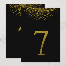 Eenvoudige gouden glitters en zwarte tafel nummer kaart