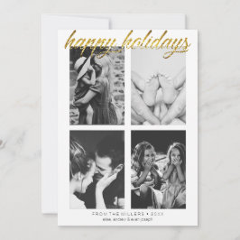 Eenvoudige gouden glitters Glanzende foto-aanpasba Feestdagenkaart