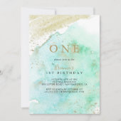 Eenvoudige gouden groene minimalistische eerste ve kaart (Voorkant)