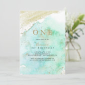 Eenvoudige gouden groene minimalistische eerste ve kaart (Staand voorkant)