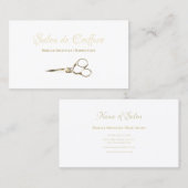 Eenvoudige Gouden Haarstylist Schaar Haarsalon Visitekaartje (Voorkant / Achterkant)