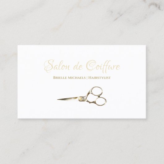 Eenvoudige Gouden Haarstylist Schaar Haarsalon Visitekaartje (Voorkant)