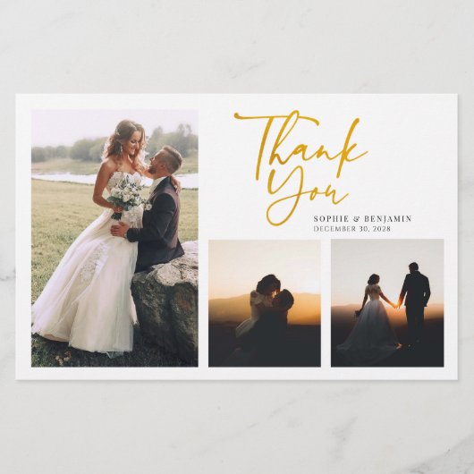 Eenvoudige gouden handgeschreven trouwtrouwkaart briefpapier (Voorkant)