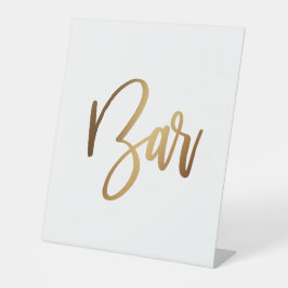 Eenvoudige Gouden Handgeschreven Typografie Bar Reclamebord Met Voetstuk